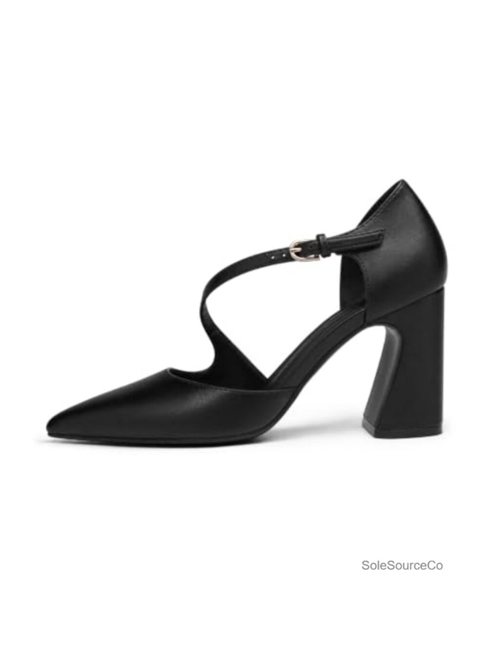 Coutgo Womens Chunky High Heels Closed Pointed Toe D'Orsay Pumps Elegant Work